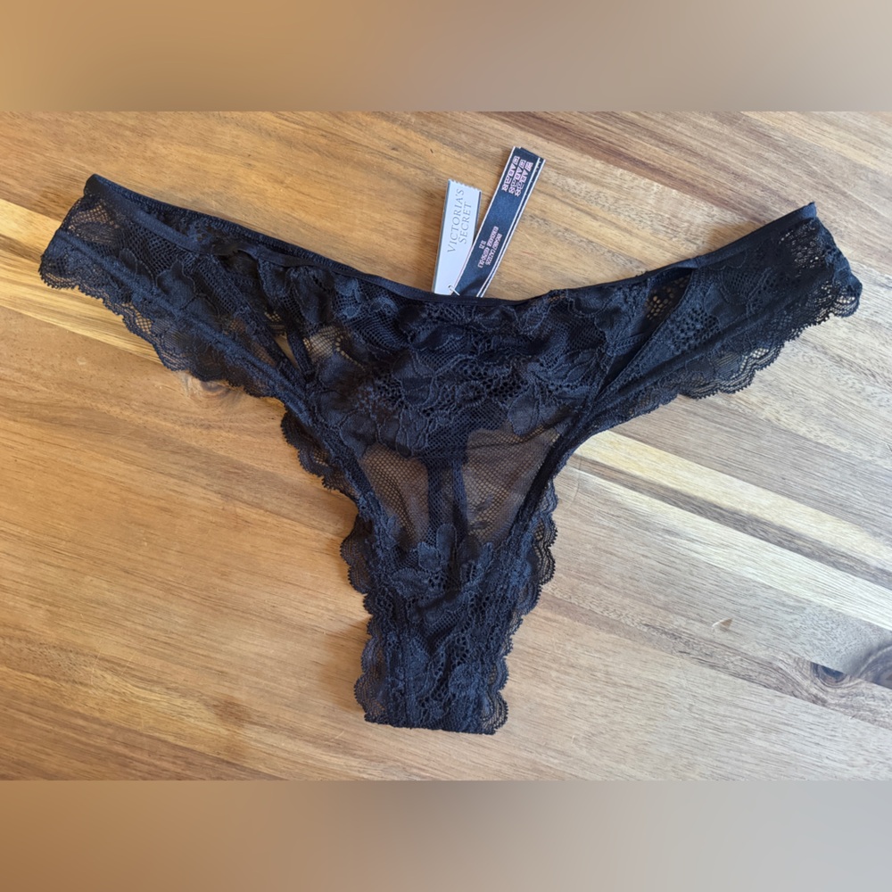 Victoria’s Secret Black Lace Cutout Thong